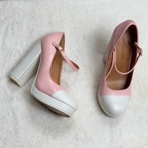 Shoedazzle Pastel Pink & White Platform Heel 6.5